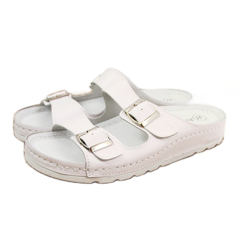 White leather sanitary slippers for women Helios 288 White leather sanitary slippers for women Helios 288