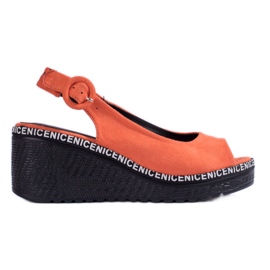 Orange wedge sandals from Shelovet