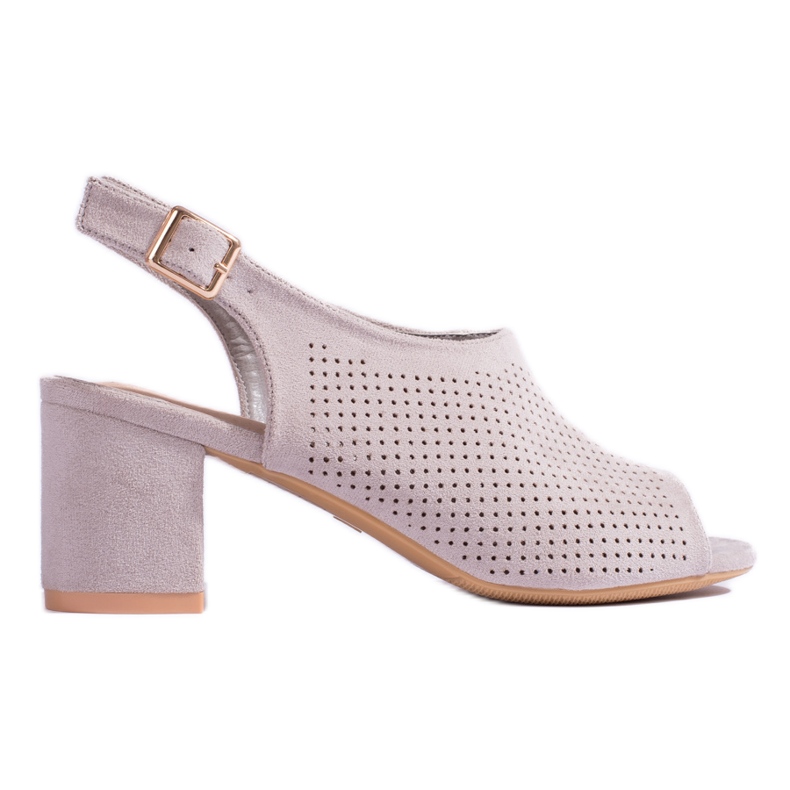 W. Potocki Shelovet gray openwork high heel sandals grey