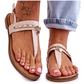 PG1 Women's Sandals With Chain Beige Jessica