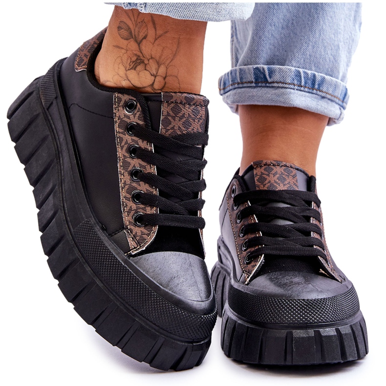 PG1 Women's Leather Platform Sneakers Black Alison