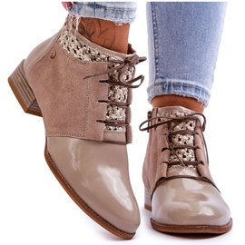 Leather Lace-Up Boots Maciejka 05953-04 Beige