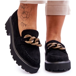 Suede Women's Moccasins S.Barski HX52-222 Black Suede Women's Moccasins S.Barski HX52-222 Black
