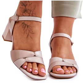 Sergio Leone SK898 Low Heel Sandals Beige