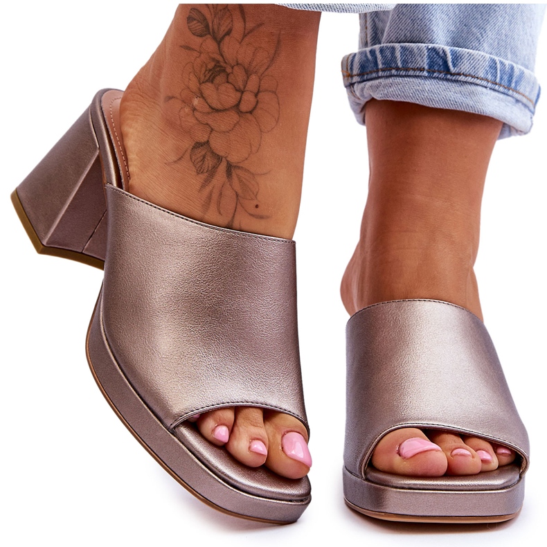 Fashionable Sergio Leone High Heel Slippers KL322 Dark Silver Fashionable Sergio Leone High Heel Slippers KL322 Dark Silver