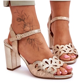 Openwork Sandals Sergio Leone SK872 Beige-Gold golden