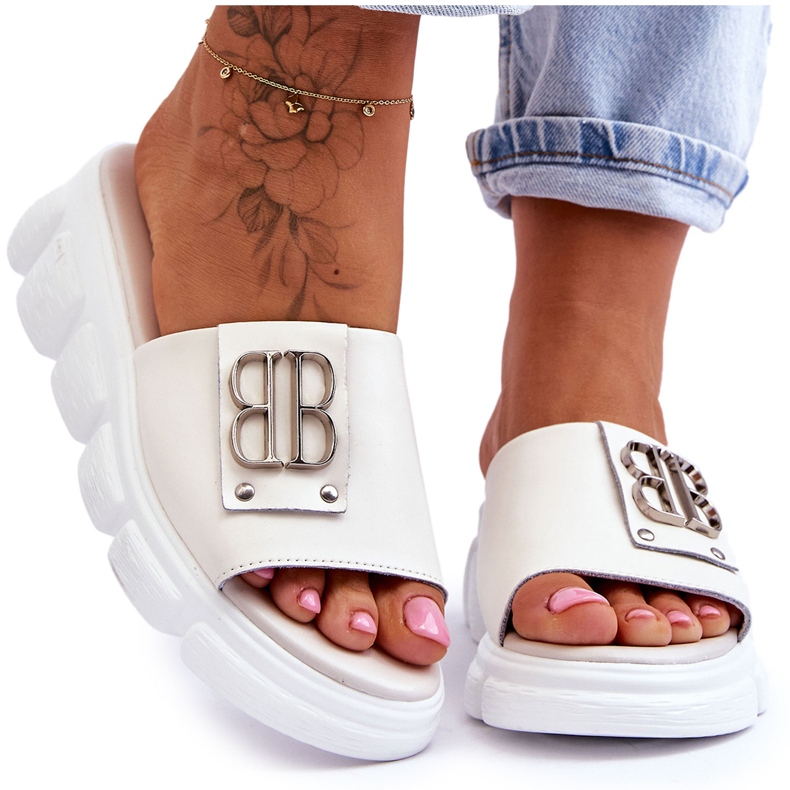 Vinceza Women's Platform Slippers With Beige Monroe Decoration