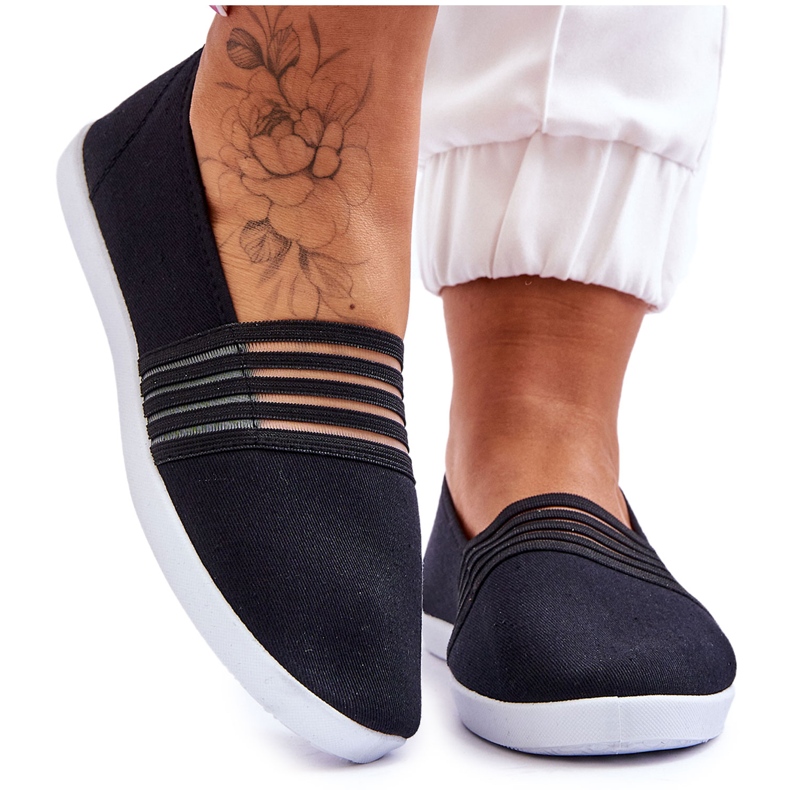 S.Barski Women's Slip-On Textile Sneakers Black Lilis