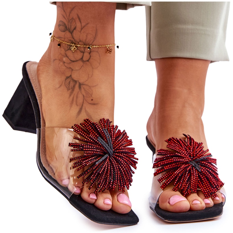 Fashionable Transparent High Heel Slippers S.Barski KV-AP658-1 Black