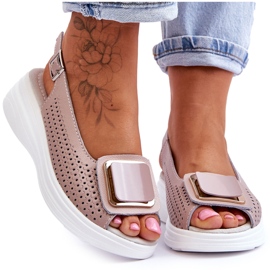 Openwork Leather Sandals S.Barski BN291 Pink