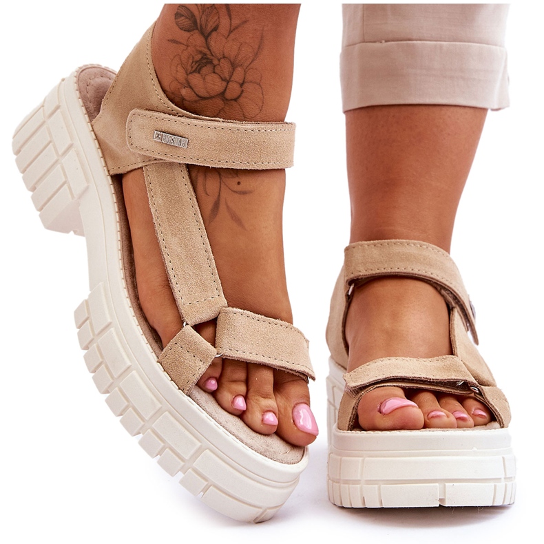 Women's Big Star Suede Sandals LL276036 Beige