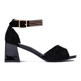 Women's black Shelovet low heel sandals