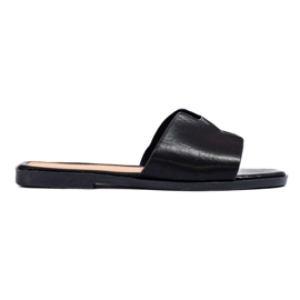 Black classic slides made of Shelovet ecological leather