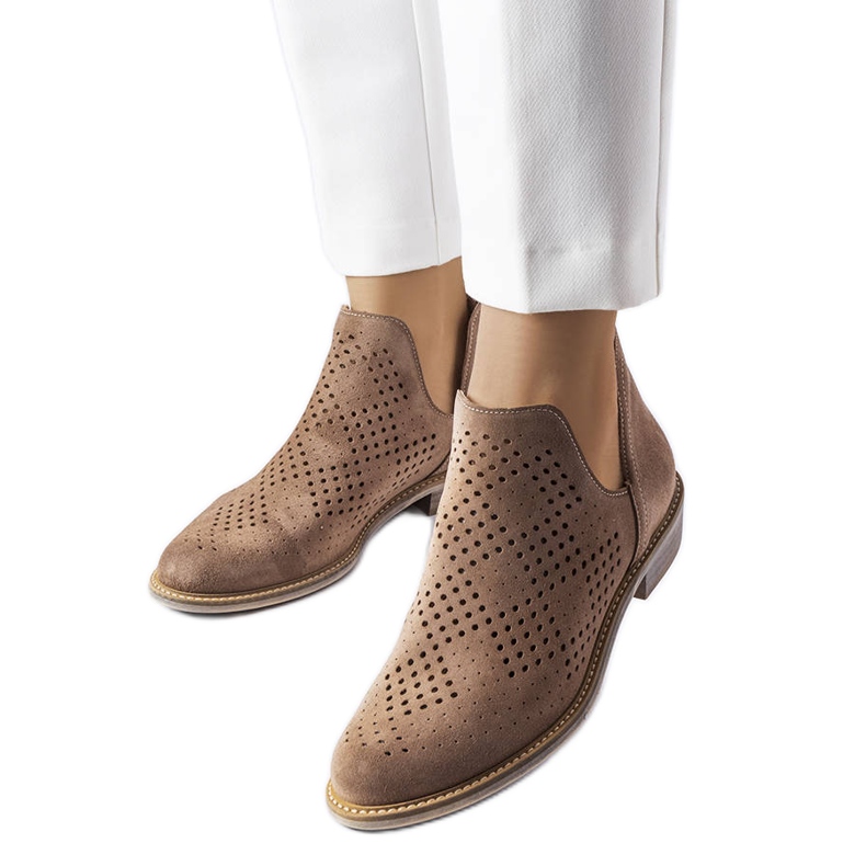 BM Karino brown openwork leather boots