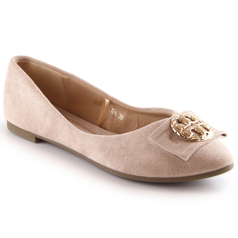 Women's low-heeled beige suede ballerinas Potocki BB23004 Women's low-heeled beige suede ballerinas Potocki BB23004
