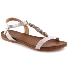 Women's comfortable flat sandals with a silver snake S.Barski Kv 5541-42