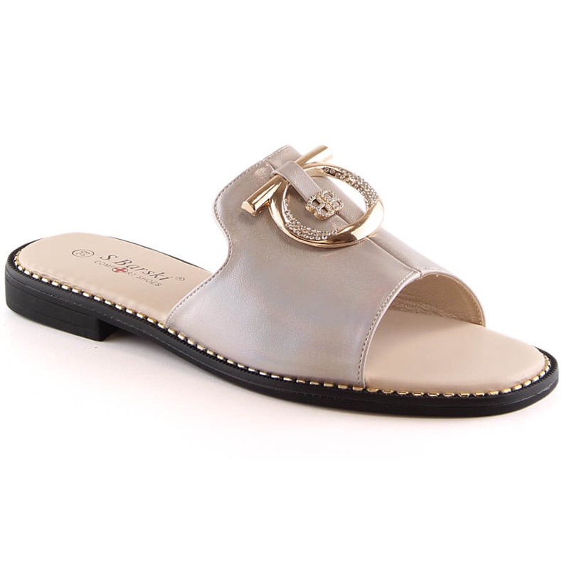Women's flat comfortable beige slippers S.Barski Kv 2775-32 Women's flat comfortable beige slippers S.Barski Kv 2775-32