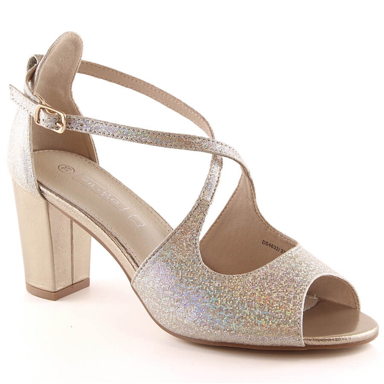 Women's elegant gold brocade sandals on the post Filippo Ds 4632 golden