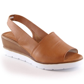 Women's brown wedge sandals Potocki AD77007