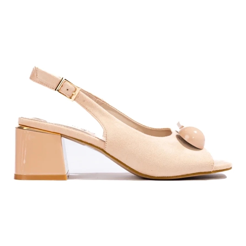 Beige suede low heel sandals from Shelovet