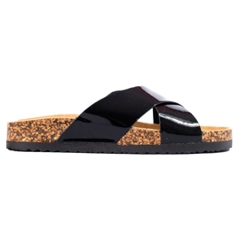 W. Potocki Women's black cork sandals Shelovet