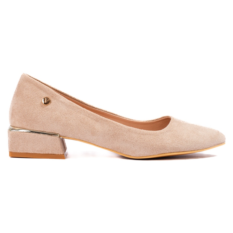 Women's beige suede low-heel ballerinas from Vinceza