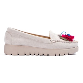 W. Potocki Potocki gray suede boho loafers with fringes grey