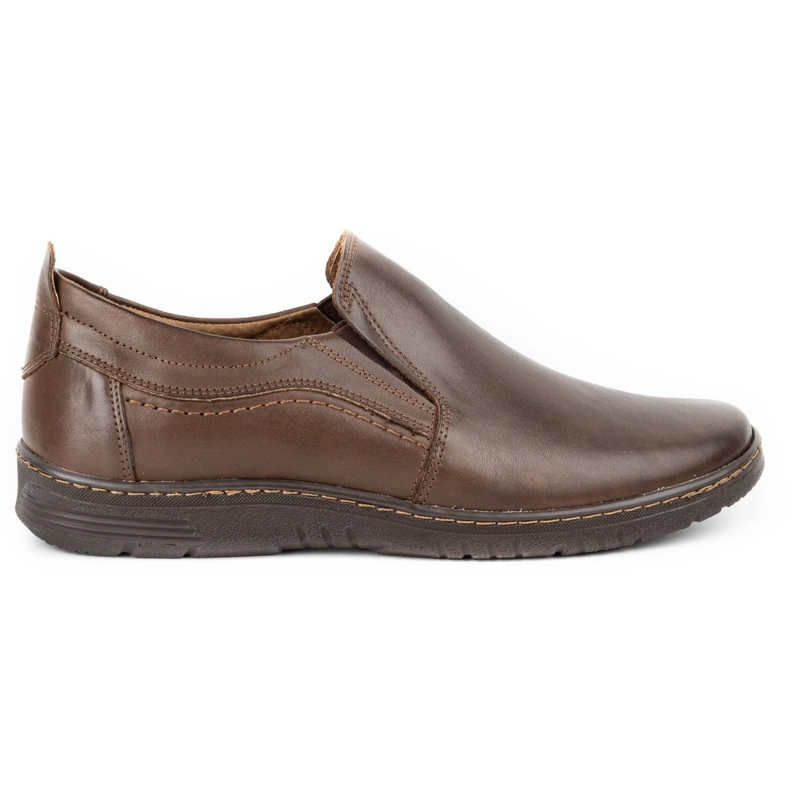 Olivier Men's leather moccasin shoes 727MP brown