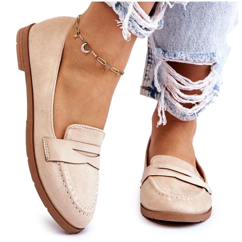 PS1 Comfortable Suede Women's Loafers Beige Lucca