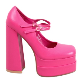Loit Fuchsia grain platform pumps pink