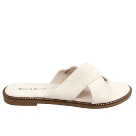 BM Alyson Beige women's cross-shaped slippers