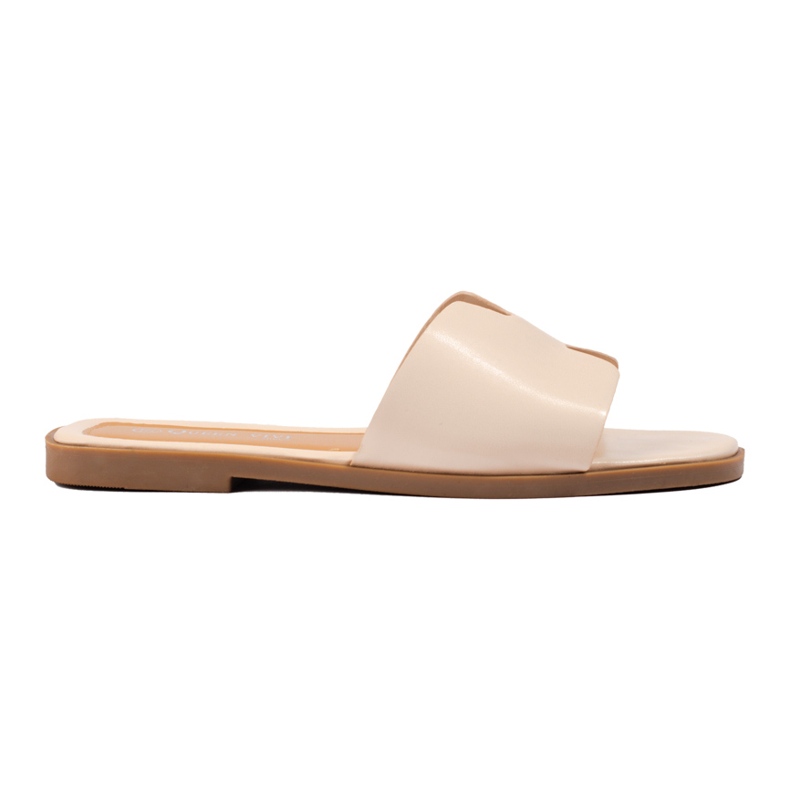 Beige classic slippers made of Shelovet eco leather