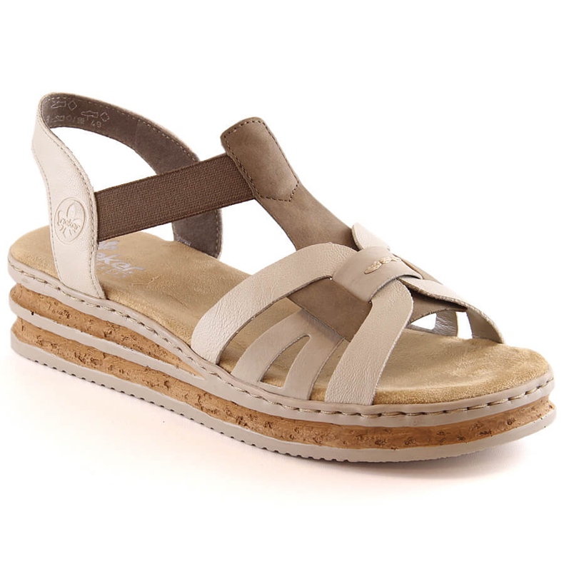 Comfortable women's wedge sandals beige Rieker 62918-62 Comfortable women's wedge sandals beige Rieker 62918-62