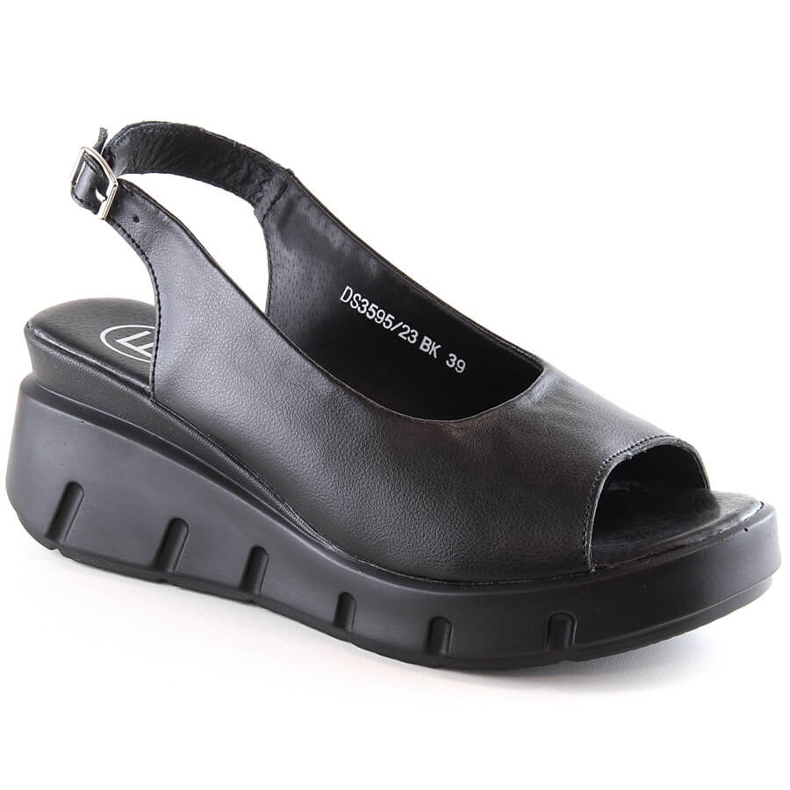 Women's leather sandals on the wedge and platform black Filippo DS3595