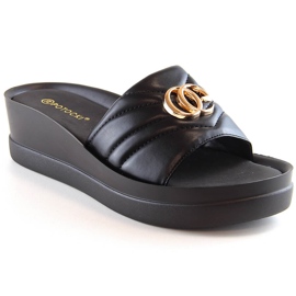 Women's black wedge slippers Potocki YQ21001
