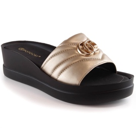 Women's gold wedge slippers Potocki YQ21001 golden