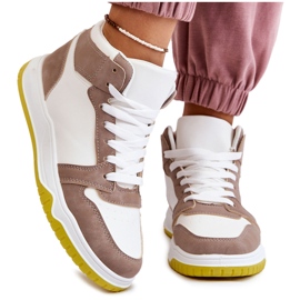 High Women's Sports Shoes, Sneakers, White and Beige
