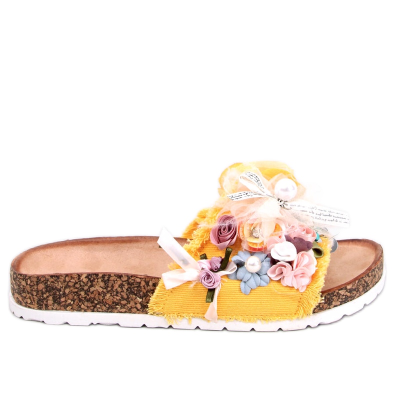 Cork slippers with Circus Yellow flowers