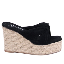BM Nikni Black espadrille wedge sandals