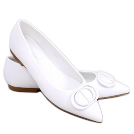 Falana White almond toe ballet flats