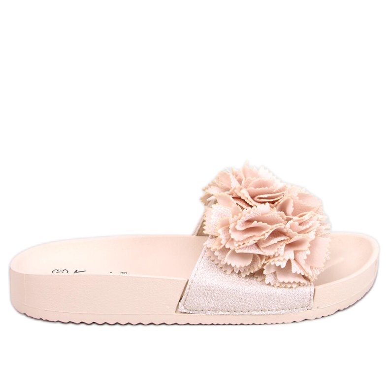 BM Traille Beige floral slippers for women