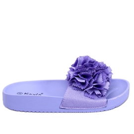 Women's slippers with flowers Traille Purple