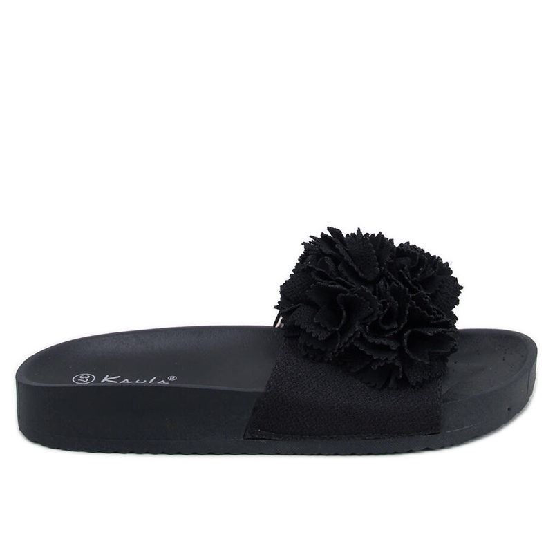 BM Women's slippers with flowers Traille Black BM Women's slippers with flowers Traille Black