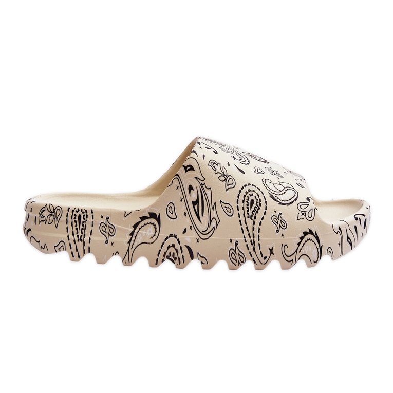 PS1 Fashionable women's slippers on a massive platform beige lorette