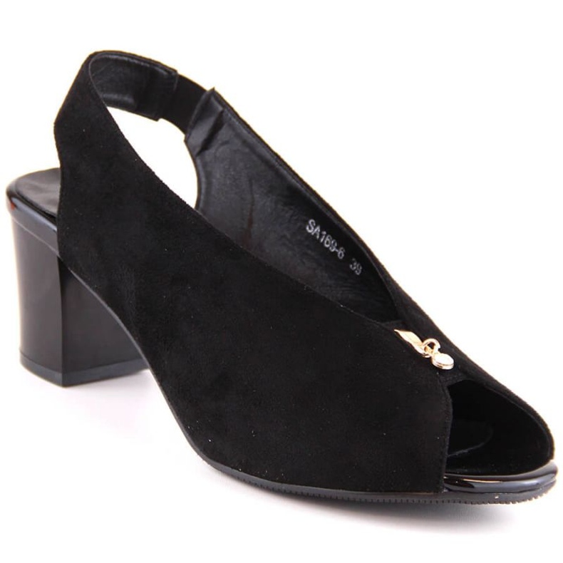 M.Daszyński W SA169-6 black suede slip-on sandals