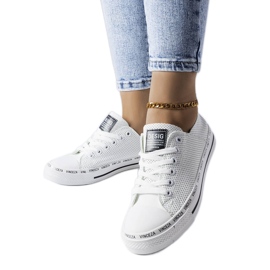 Vinceza white openwork sneakers