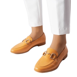 Brown flat loafers from Jomphe orange