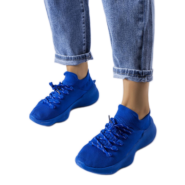 Blue fabric sneakers
