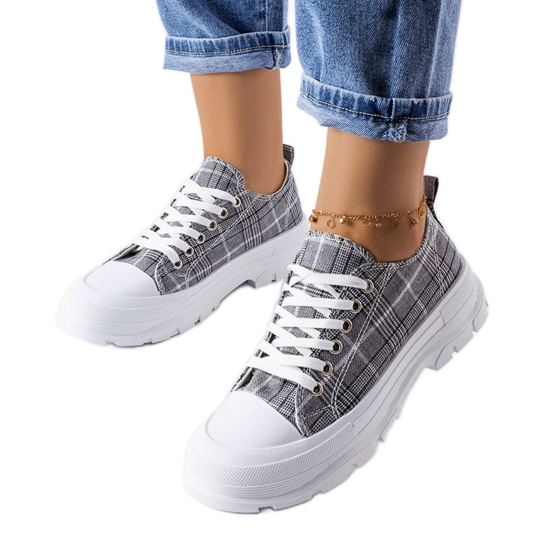 Gray checked sneakers from McKeylor grey