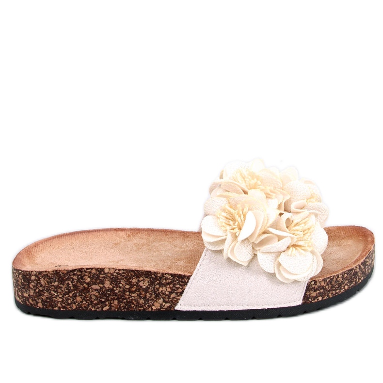 BM Cork slippers with Brice Beige flowers BM Cork slippers with Brice Beige flowers